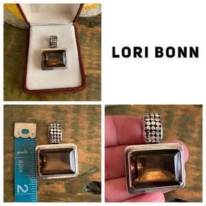 Lori Bonn Sterling 925 Emerald Cut Smoky Topaz Statement Pendant